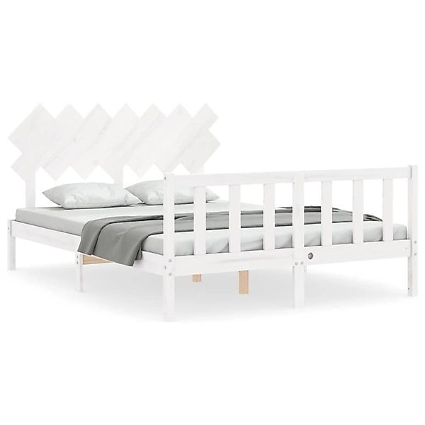 vidaXL Massivholzbett ohne Matratze Weiß 140x190 cm Kiefernholz 3193447 günstig online kaufen