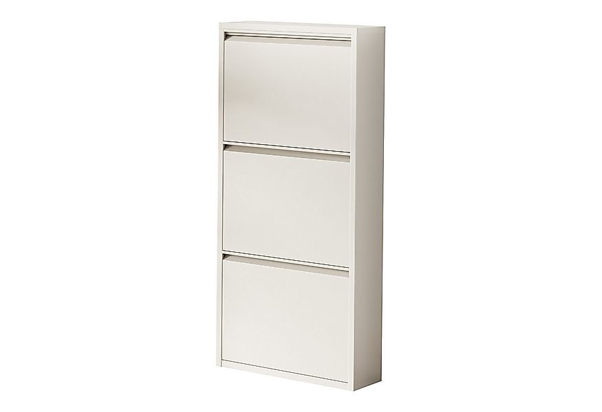 en.casa Schuhschrank »Sokndal« mit 3 Klappen Metall Pfefferweiß günstig online kaufen