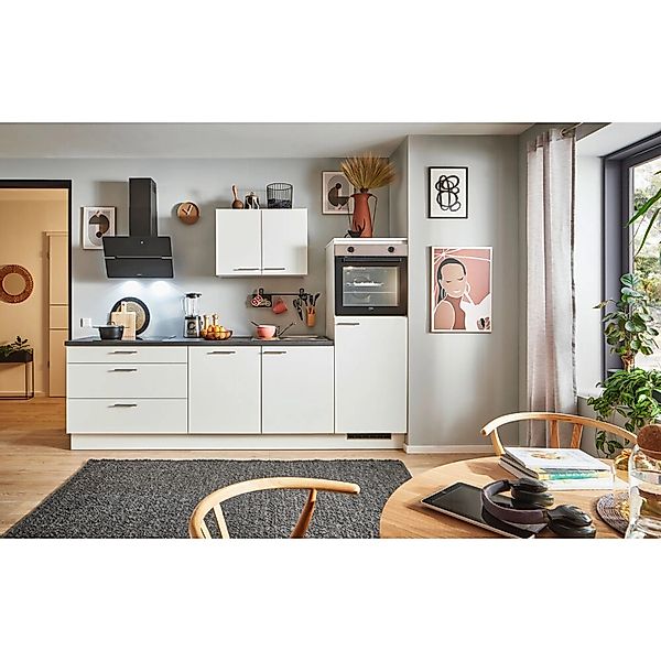 pino Küchenzeile 260 cm Weiß Anschlag rechts 1 Geräteschrank günstig online kaufen