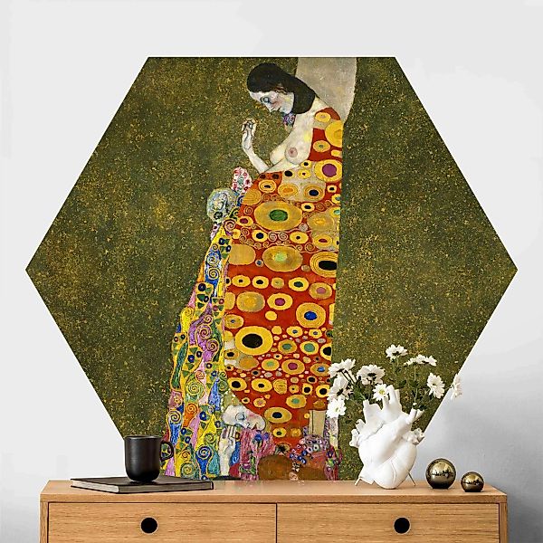 Hexagon Fototapete selbstklebend Gustav Klimt - Die Hoffnung II günstig online kaufen