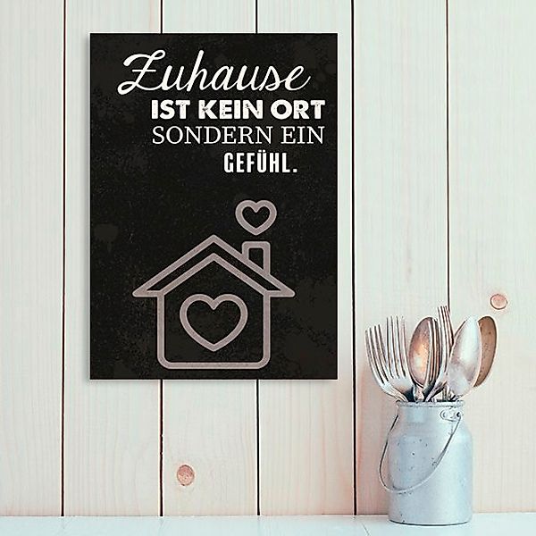 queence Metallbild »Zuhause!« Herzen   Schriftzug   Schriftzüge   Schwarz-W günstig online kaufen