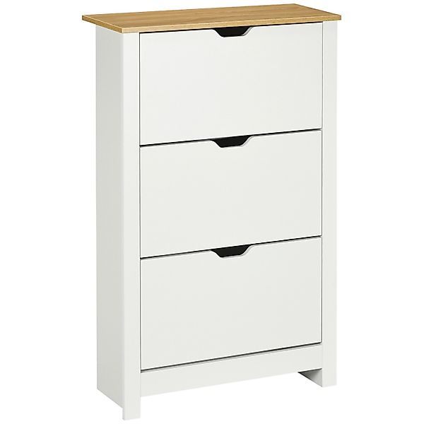 HOMCOM Schuhschrank mit 3 Klappen Spanplatte MDF Weiß 72L x 26B x 112H cm günstig online kaufen