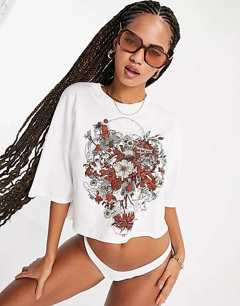Volcom ‑ Fortifem ‑ Kurzes Overisze-T-Shirt in Weiß günstig online kaufen