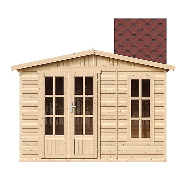Timbela Gartenhaus Holz M334FB+H334FBRED 6,03 m² Dachziegel Rot mit Boden günstig online kaufen