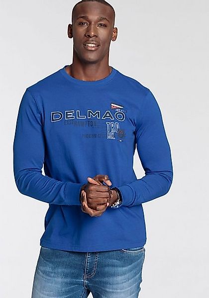 DELMAO Langarmshirt schmale Passform, bedruckt, Rundhalsausschnitt, aus Bau günstig online kaufen