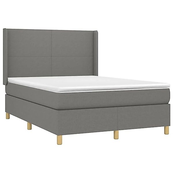 vidaXL Boxspringbett mit Matratze & LED Dunkelgrau 140x200 cm Stoff 3138718 günstig online kaufen