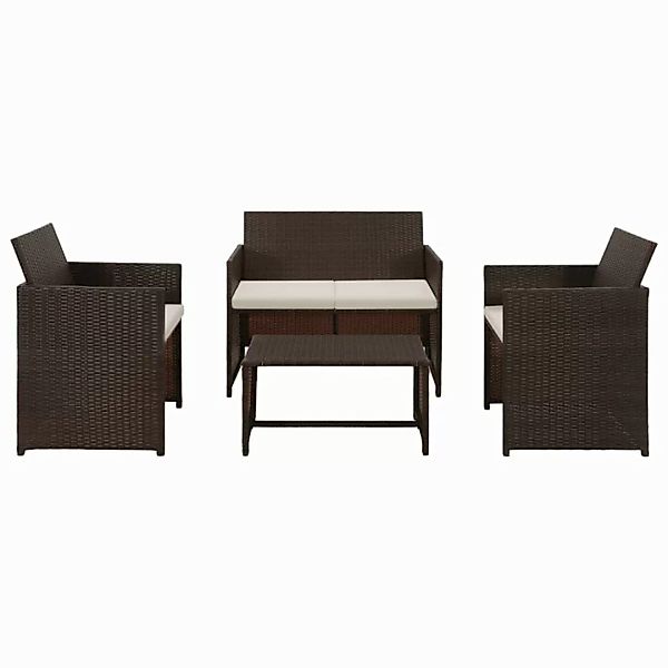 4-tlg. Garten-lounge-set Mit Auflagen Poly Rattan Braun günstig online kaufen