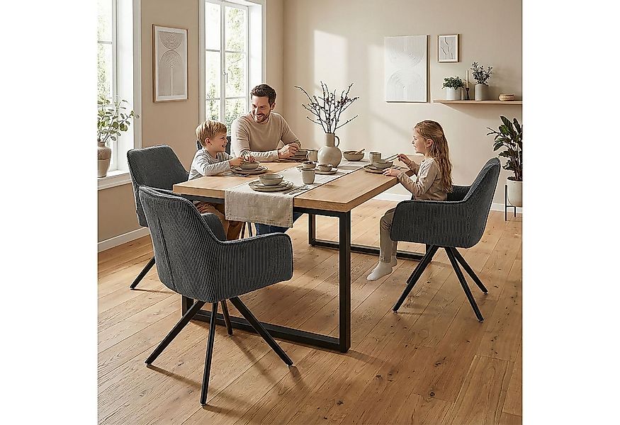 Homestyle4u Esstisch 160x90 Esszimmertisch Holztisch Küchentisch Eiche Schw günstig online kaufen