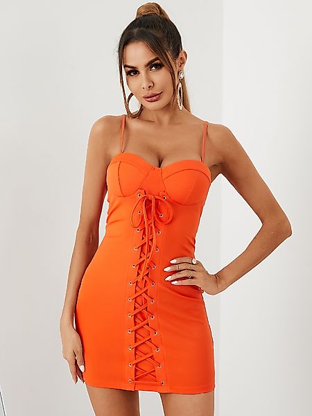 YOINS Sexy Schnürendes Design Ärmelloser Bodycon Mini Kleid günstig online kaufen