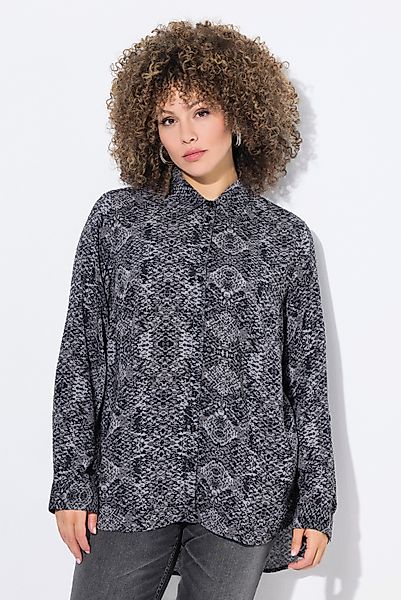 Ulla Popken Hemdbluse Hemdbluse Schlangenmuster Hemdkragen günstig online kaufen