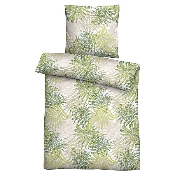 Biberna Bettwäsche FARNA, Weiß, Grün, Beige, günstig online kaufen