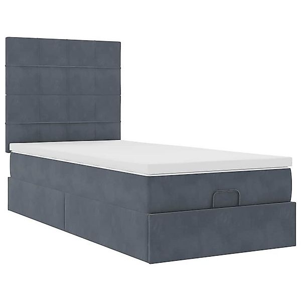 vidaXL Bett Ottoman-Bett mit Matratzen Dunkelgrau 90x200 cm Samt günstig online kaufen