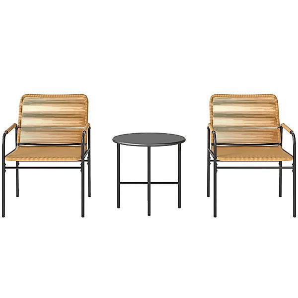 Outsunny Rattan Bistroset 3-tlg Stahl PE-Rattan 54L x 66B x 76H cm Gelb günstig online kaufen