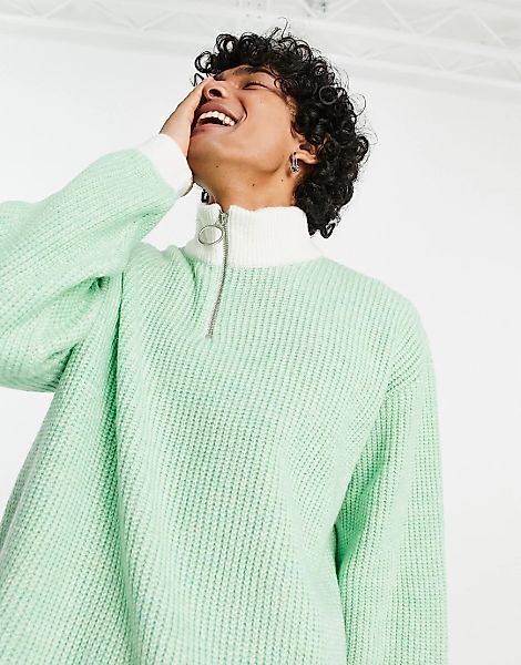 ASOS DESIGN – Plated – Gerippter Pullover in Salbeigrün, Kombiteil günstig online kaufen