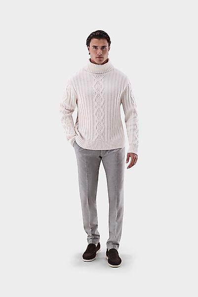 Rollkragenpullover mit Kaschmir und Zopfmuster günstig online kaufen