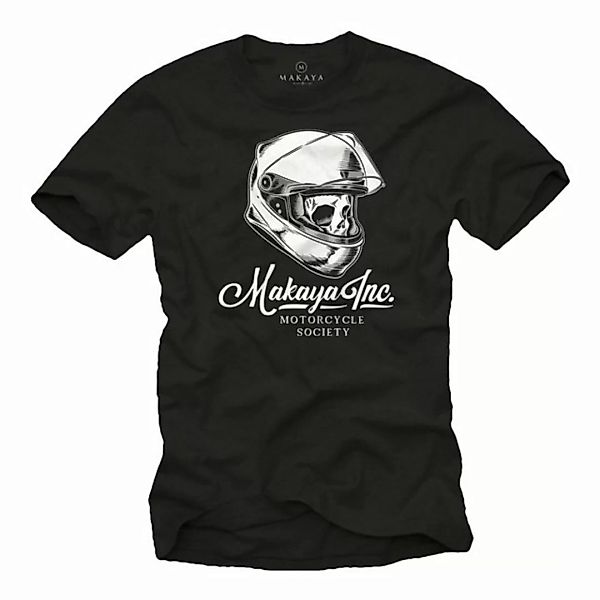 MAKAYA T-Shirt Herren Motorrad Helm Totenkopf Skull Motiv Biker Bekleidung günstig online kaufen