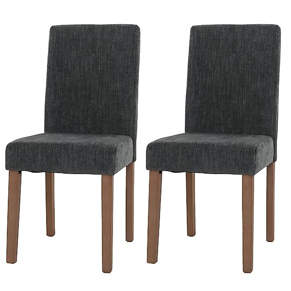 MCW Esszimmerstuhl Littau Chenille 2er-Set Dunkelgrau Naturfarbene Beine günstig online kaufen