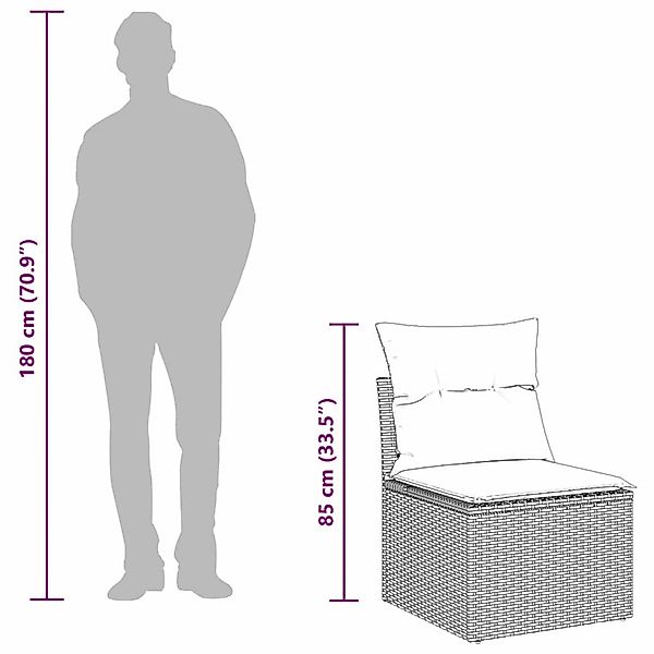 vidaXL Garten-Sofa-Set mit Kissen 7-Tlg Grau Poly Rattan 3348105 günstig online kaufen