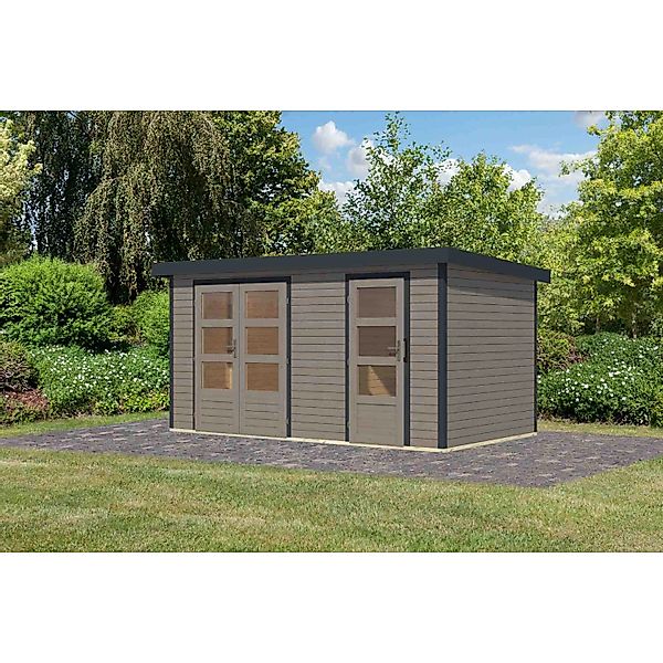 Karibu Gartenhaus Alfredo D Wassergrau/Anthrazit 209 x 400 x 213 cm günstig online kaufen