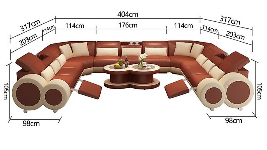 Xlmoebel Sofa Entspannungs-Wohnlandschaft mit Fußstütze Eckcouch Polstermöb günstig online kaufen