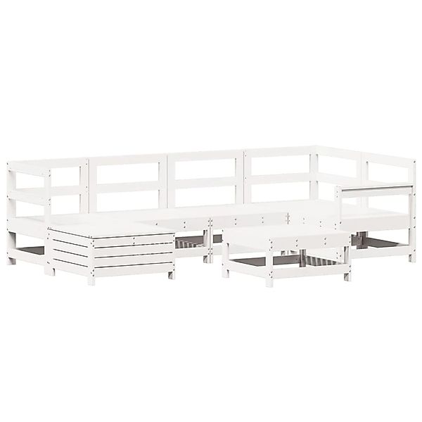 vidaXL 7-Tlg Garten-Sofagarnitur Weiß Massivholz Kiefer 3250949 günstig online kaufen