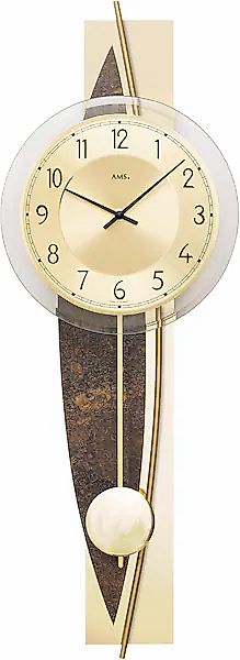 AMS Pendelwanduhr »W7453«, Quarzuhr, Holz-/Messinggehäuse,Esszimmer,Wohnzim günstig online kaufen