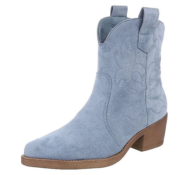 Ital-Design Elegante Cowboy-Stiefel aus Kunstleder mit Blockabsatz Westerns günstig online kaufen