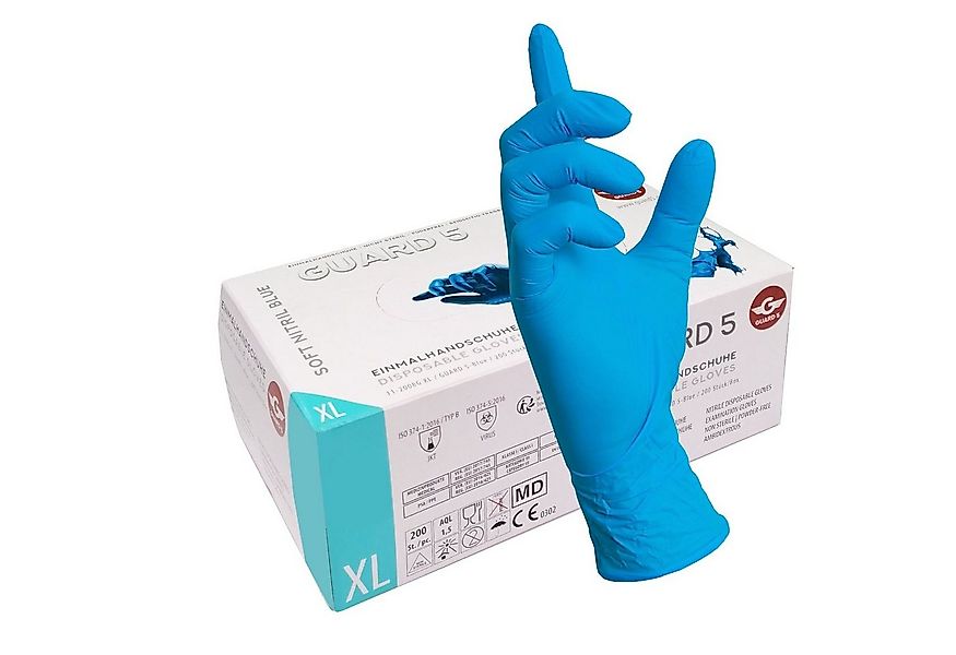 GUARD 5 Einweghandschuhe 200er Box blaue Einweghandschuhe GROSSPACKUNG (Art günstig online kaufen
