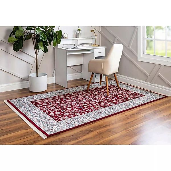 Rechteckiger Orient Stil Teppich in Dunkelrot und Creme 150x245 cm günstig online kaufen