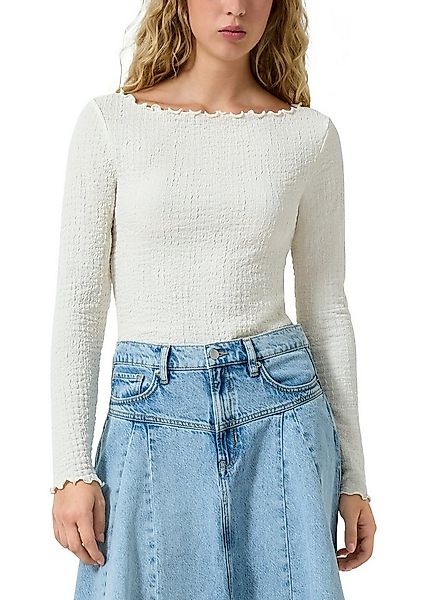 QS Langarmshirt mit gewellten Abschlüssen günstig online kaufen