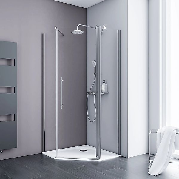 Schulte Fünfeckdusche mit Drehtür Alexa Style 2.0 Chromoptik BxHxT 90x90x19 günstig online kaufen