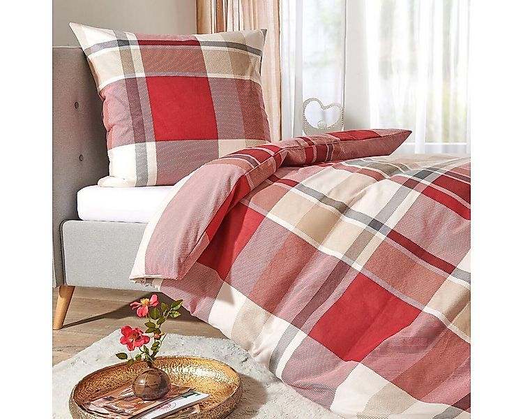 TRAUMSCHLAF Bettwäsche Lech rot, Flanell, 2 teilig, hochwertige Flanell Qua günstig online kaufen