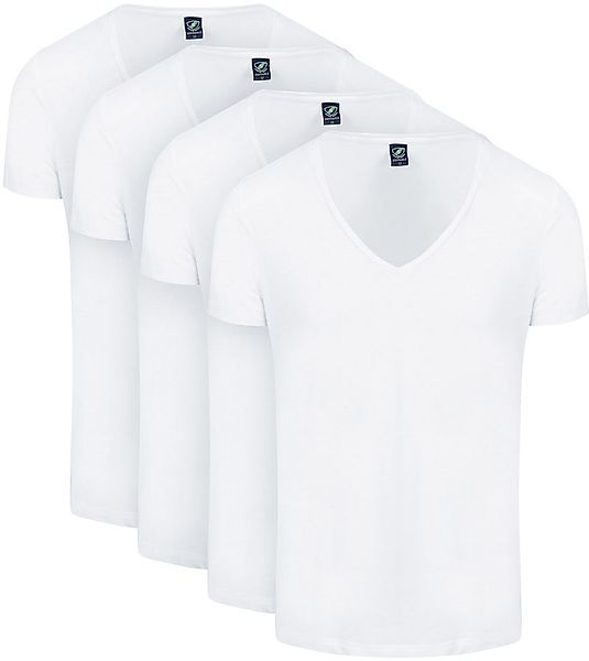 Suitable Vibamboru T-Shirts Tiefe V-Ausschnitt Weiß 4-Pack - Größe L günstig online kaufen