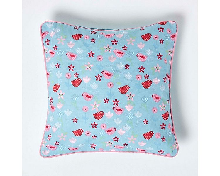 Homescapes Kissenhülle Baumwoll-Kissenbezug mit Blumen- und Vogel-Druck, 45 günstig online kaufen