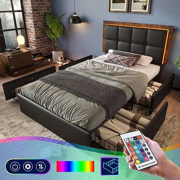 HAUSS SPOLE Polsterbett 90x200cm mit LED-Beleuchtung, günstig online kaufen