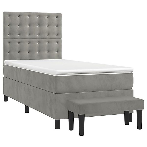 vidaXL Boxspringbett Boxspringbett mit Matratze Hellgrau 90x200 cm Samt Bet günstig online kaufen