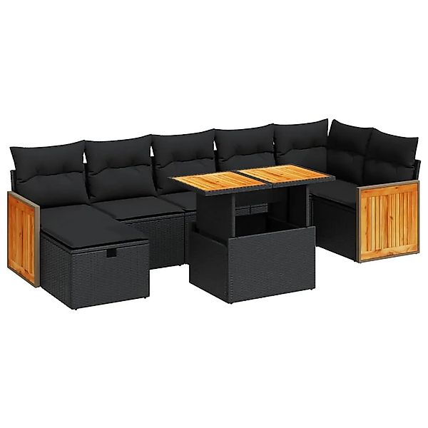 vidaXL 5-Tlg Garten-Sofagarnitur mit Kissen Schwarz Poly Rattan 3328161 günstig online kaufen