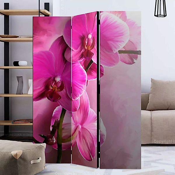 Paravent Raumteiler floral Pink und Rosa Orchideen Motiv günstig online kaufen