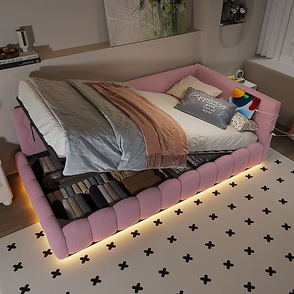 MODFU Schlafsofa Polsterbett mit LED, USB günstig online kaufen