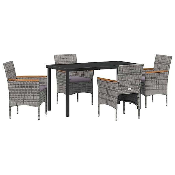 vidaXL Garten Essgruppe mit Kissen 5-Tlg Grau Poly Rattan 3379760 günstig online kaufen