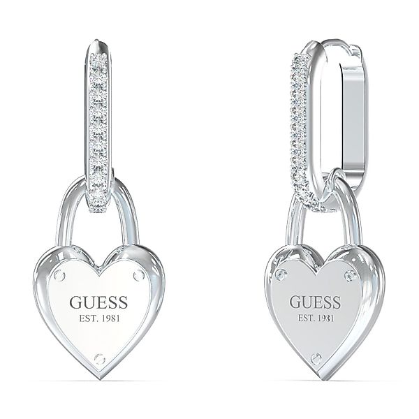 Guess Paar Ohrhänger Herz-Schloss Silberfarben günstig online kaufen