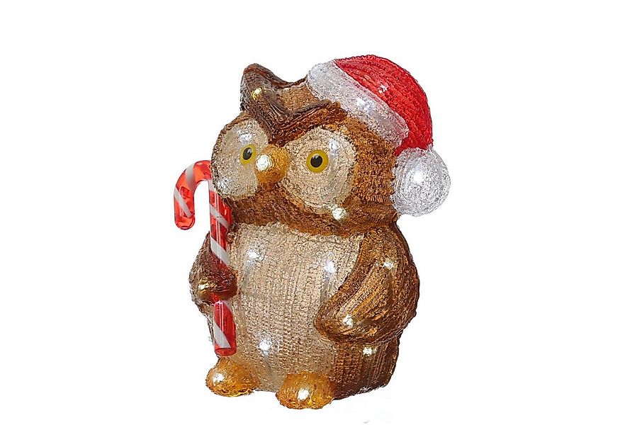 MARELIDA LED Dekofigur LED Eule mit Zuckerstange Acrylfigur Außen Weihnacht günstig online kaufen