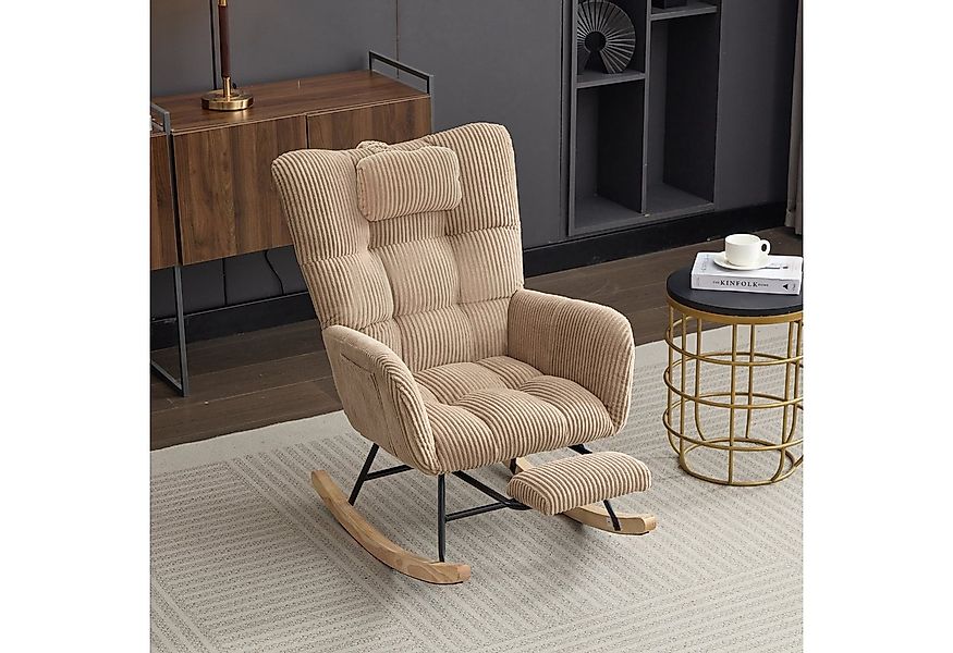 OKWISH Schaukelstuhl mit stabilen Massivholzbeinen (Komfortabler Relaxsesse günstig online kaufen