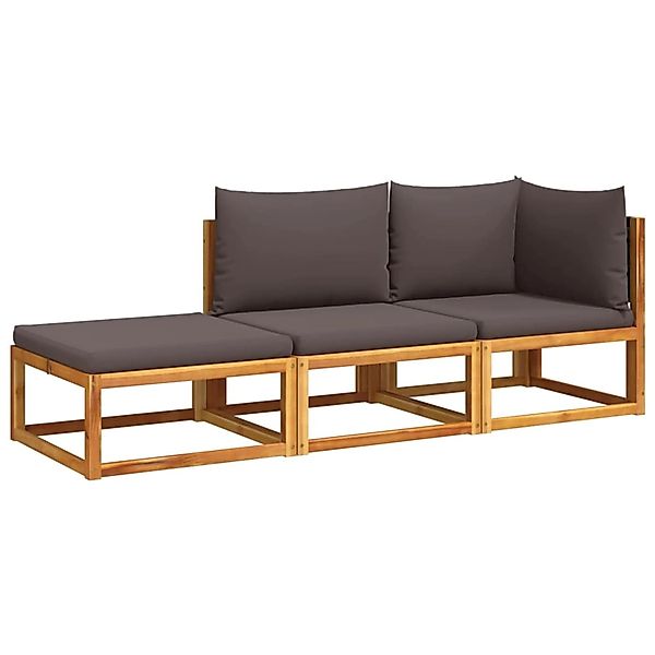 vidaXL 3-Tlg Gartensofa-Set mit Kissen Holz Akazie Rattan 3278913 günstig online kaufen