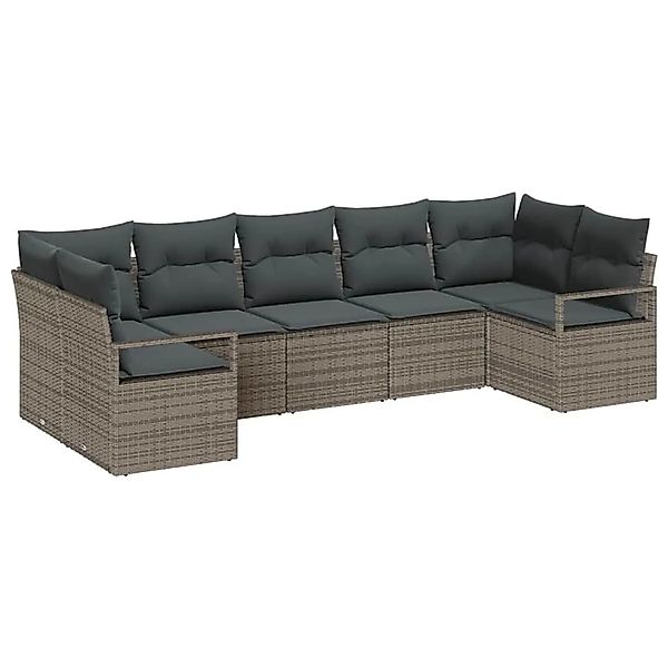 vidaXL Gartensofa-set mit Kissen mit Speicher 7-Tlg Grau Poly-Rattan 335519 günstig online kaufen