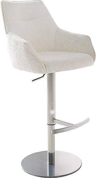 DELIFE Barhocker Alja-Flex, Drehfuß höhenverstellbar Edelstahl Bouclé Weiß günstig online kaufen