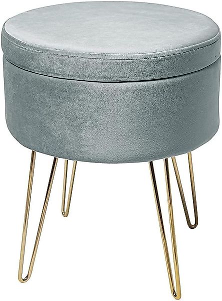 Zedelmaier Stauraumhocker Runder Hocker Samt Metallbeine günstig online kaufen