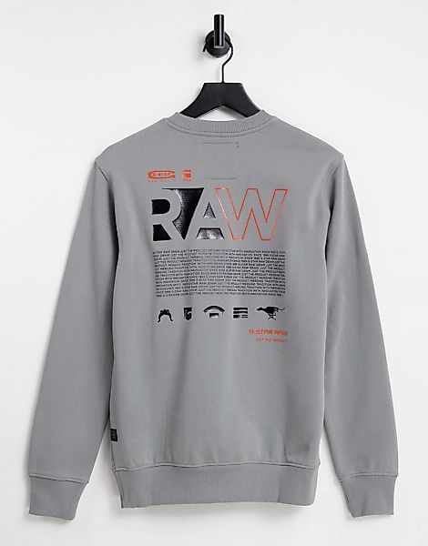 G-Star – Sweatshirt in Grau mit Rückenprint günstig online kaufen