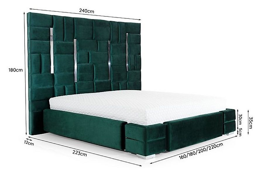 Xlmoebel Bett Samt-Doppelbett Design-Ehebett für Schlafzimmer in Stoffoptik günstig online kaufen