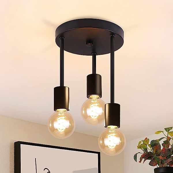 Nettlife Deckenstrahler Schwarz Vintage E27 3 günstig online kaufen